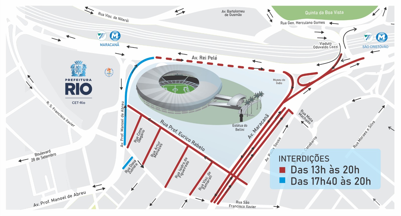 Entorno do Maracanã terá interdições para jogo entre Flamengo e Corinthians – Prefeitura da Cidade do Rio de Janeiro