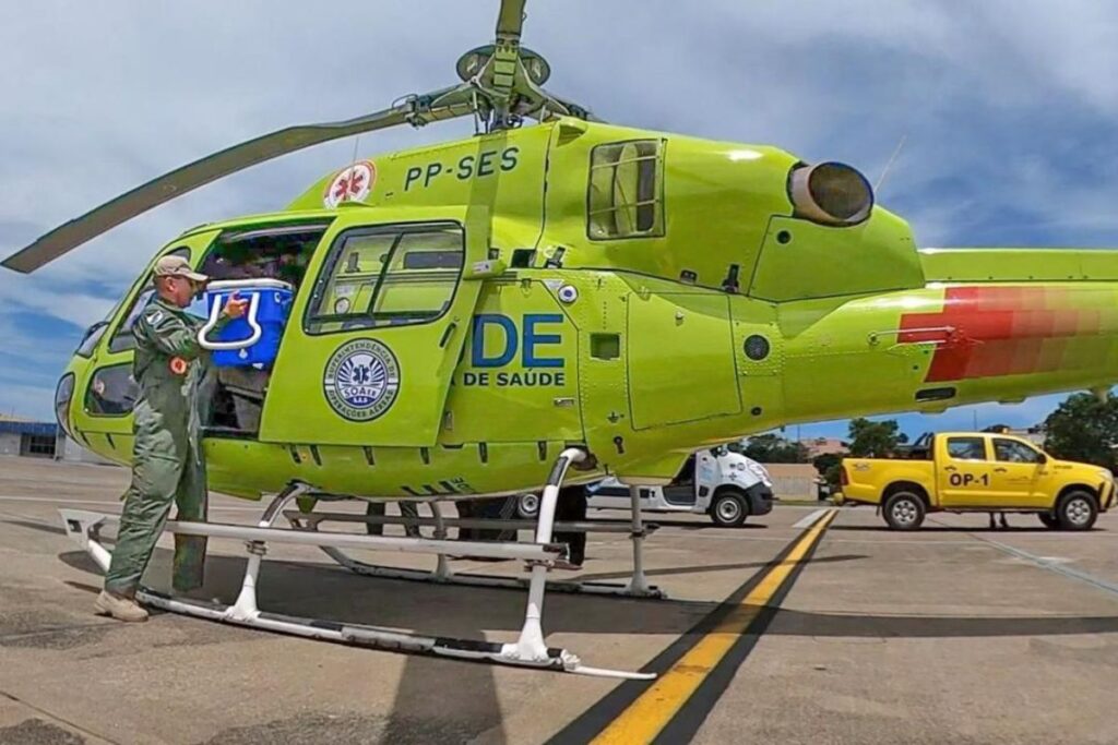 Vídeo: helicóptero pousa na Av. Brasil e realiza transplante de órgãos