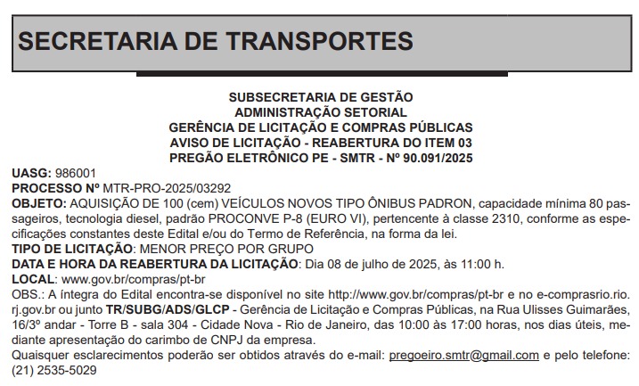 Menina dos olhos no transporte: Paes abre licitação de R$ 213 milhões na compra de 100 novos ônibus para o BRT